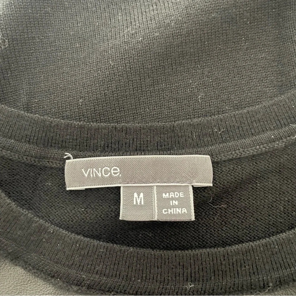 Vince Black Leather Paneled Long Sleeve Wool Shift Dress 33217 - Picture 5 of 5